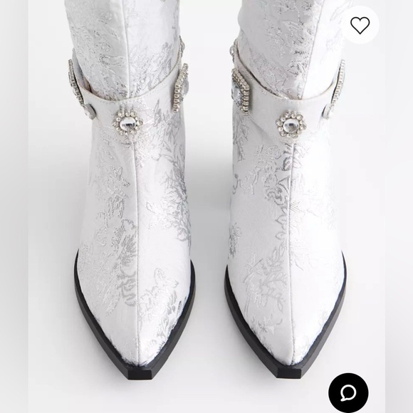 AZALEA WANG Bavani Rhinestone Silver and White Western Boot New in Box Sz 10 - Picture 3 of 12
